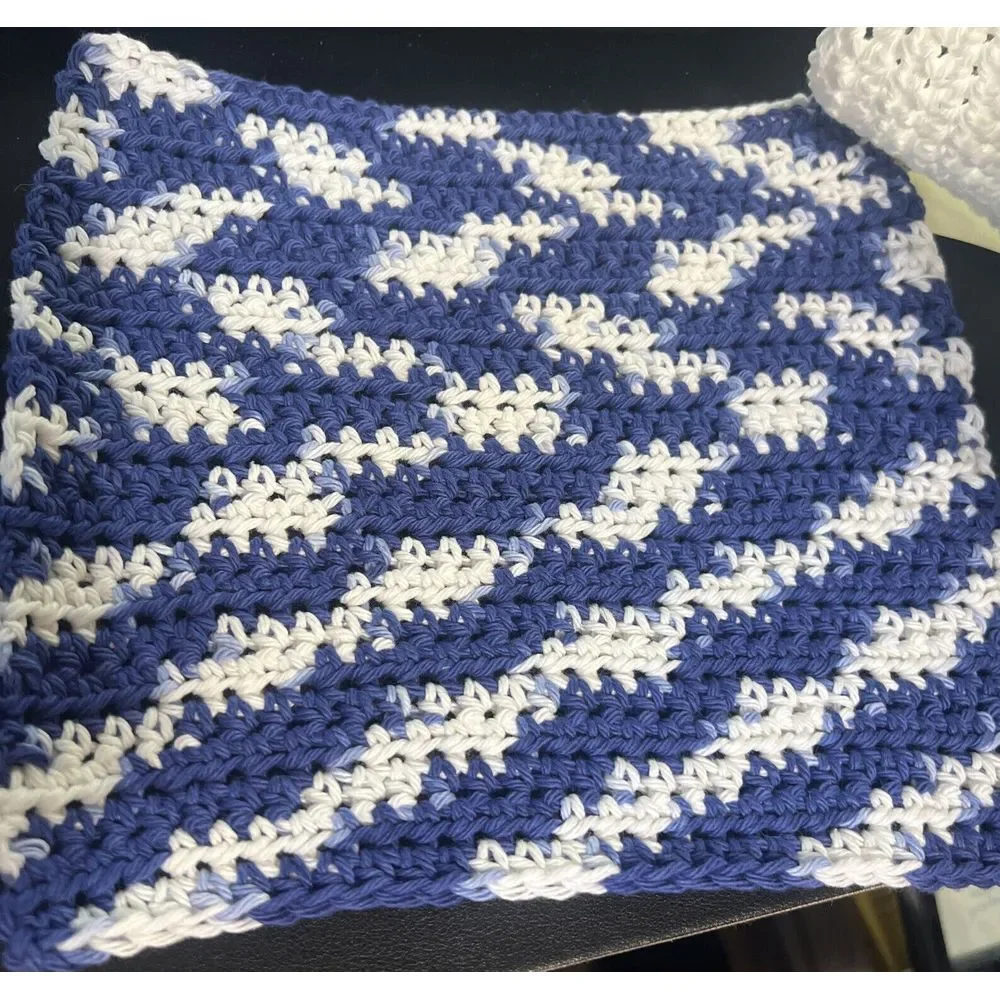 HANDMADE SET OF 2 CROCHET COTTON DISH CLOTHS OR WASH CLOTHS APPROX 8x10